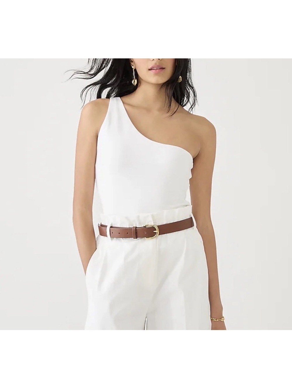 NWT Jcrew Form Knit One-shoulder Tank Top White Large